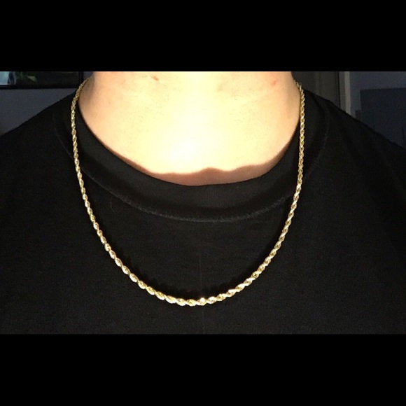 Real 14k Hollow Gold Rope Chain 22in 3mm - Picture 1 of 3